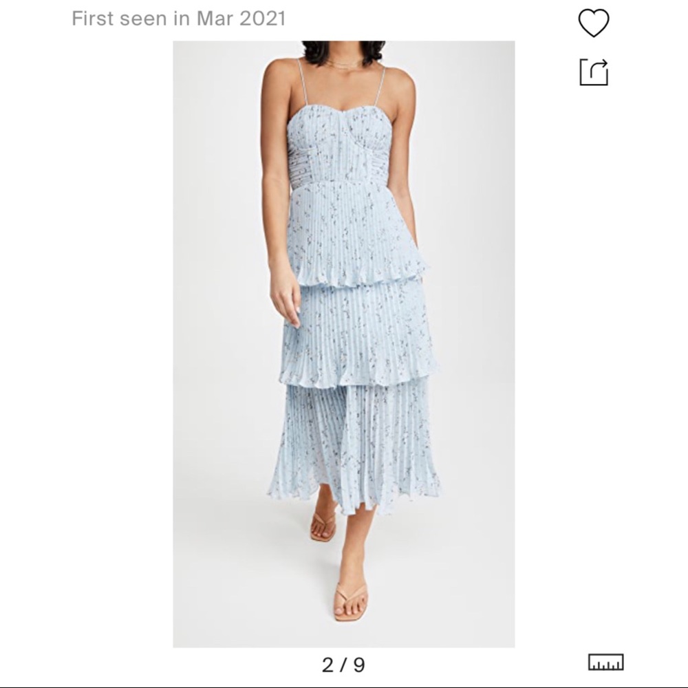 Metallic Floral Tiered Midi Dress by Self Portrait